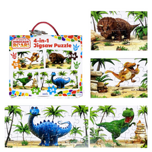 Load image into Gallery viewer, 4-in-1 Dinosaur Roar Puzzle Set - Exciting Adventures in Every Piece
