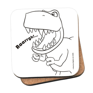 Dinosaur Roar Lineart Cork Coaster