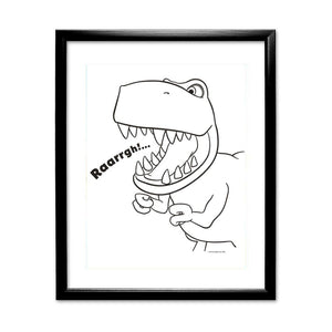 Dinosaur Roar Lineart Art Print