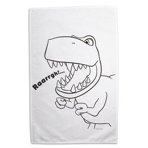 Dinosaur Roar Lineart Tea Towel