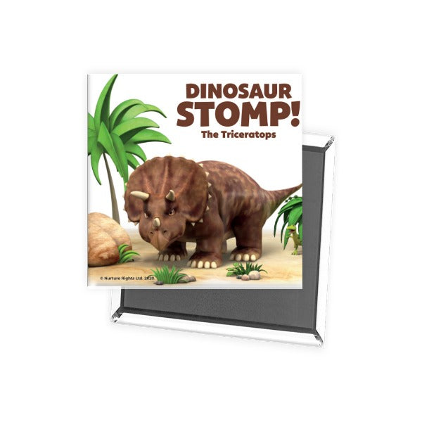 Dinosaur Stomp The Triceratops Square Magnet